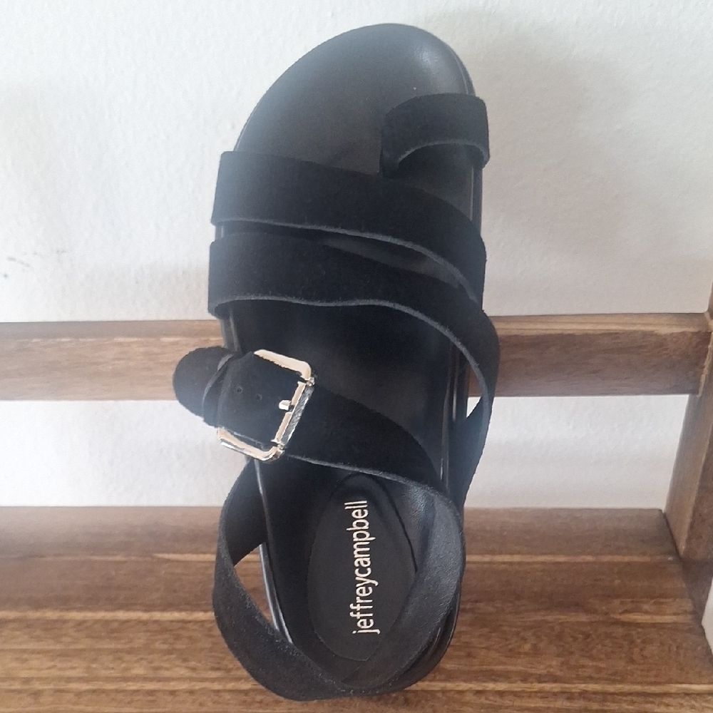 Jeffrey Campbell Women Black Sandals with Buckle Size 6.5 - Picture 2 of 4